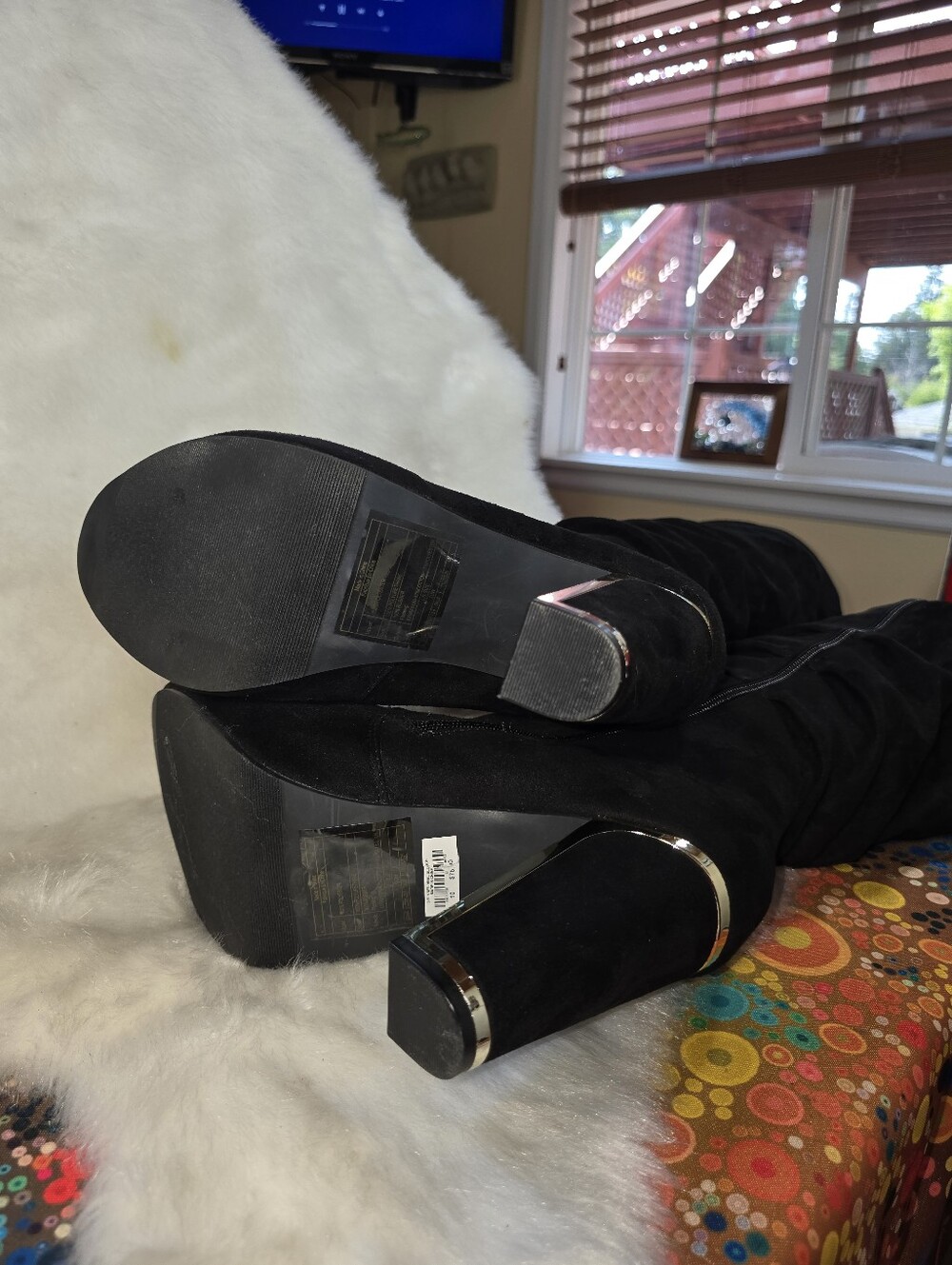 Torrid Faux Suede Metalic-Heeled Slouch Boots - Picture 12 of 16